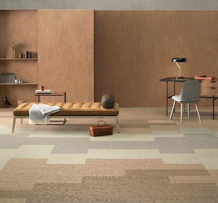 Linoleum in Holzoptik: Forbo Marmoleum Modular Lines "T5217 whithered prairie" (100 x 25 cm) (Foto: Bricoflor)