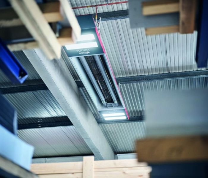 Multi-Energie-Infrarotheizung FUTURA (Foto: Quelle: KÜBLER GmbH Energiesparende Hallenheizungen)